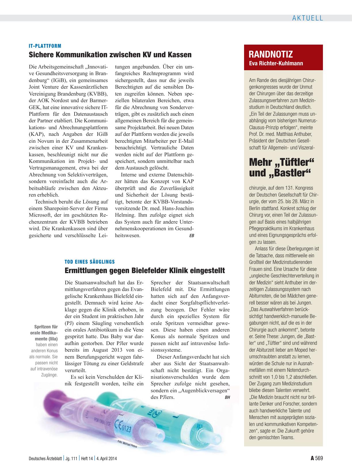 Vorschauseite 1: IT-Plattform: Sichere Kommunikation zwischen KV und Kassen