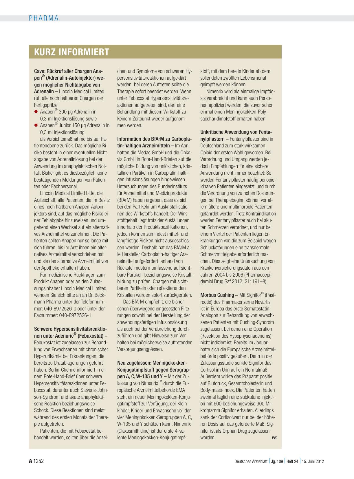 Vorschauseite 1: Kurz informiert