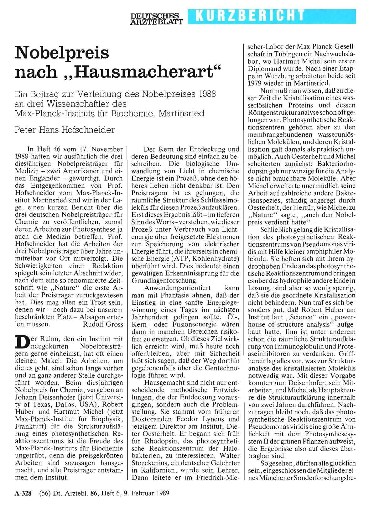 Vorschauseite 1: Nobelpreis nach „Hausmacherart“