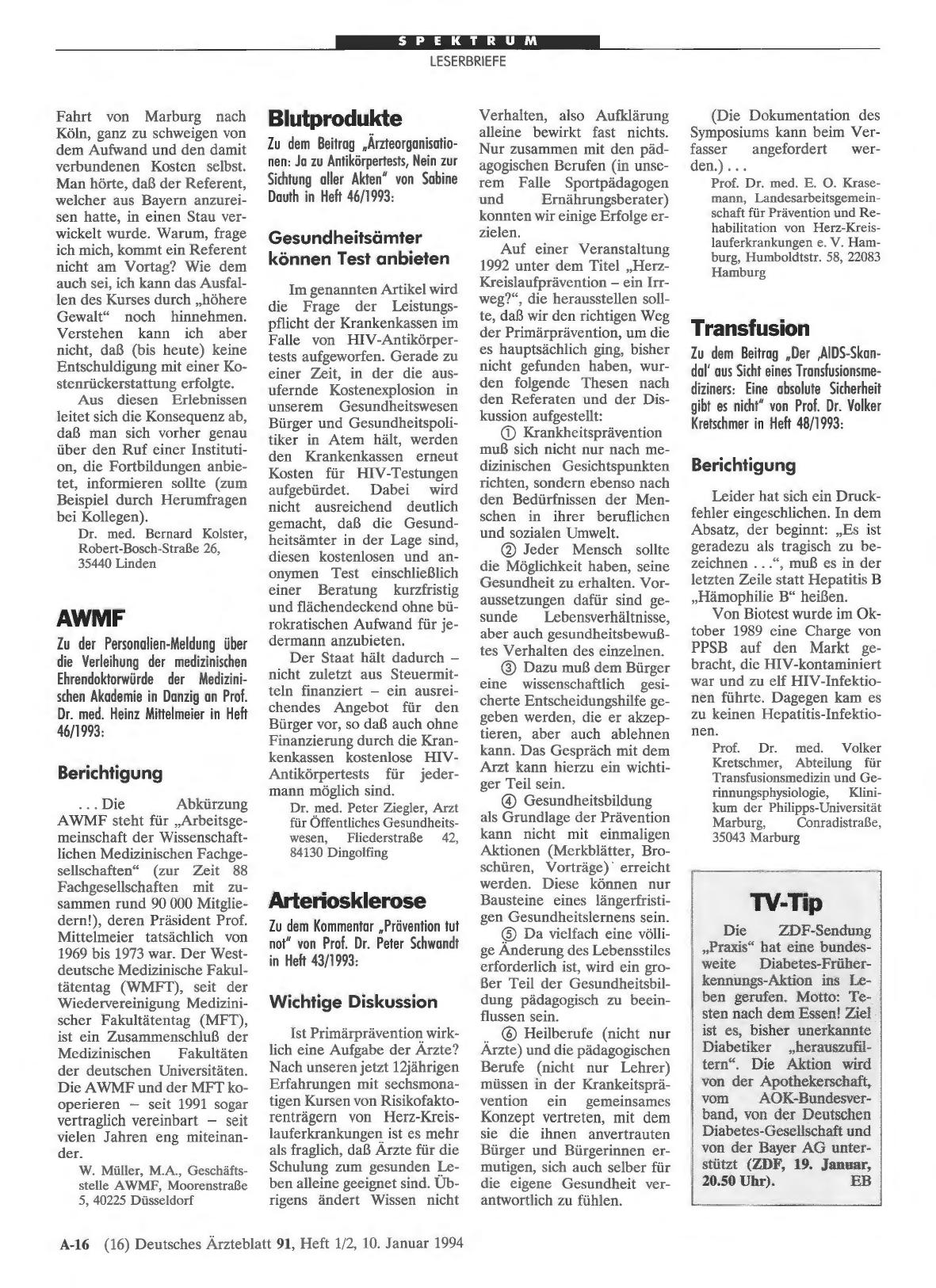 Vorschauseite 1: Transfusion: Berichtigung