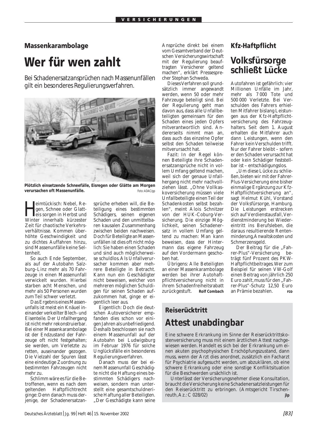 Vorschauseite 1: Reiserücktritt: Attest unabdingbar