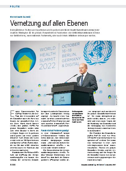 Vorschauseite 1: World Health Summit: Vernetzung auf allen Ebenen