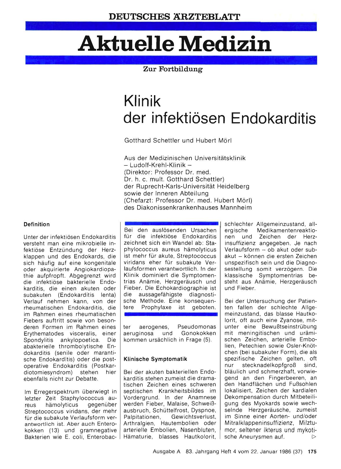 Vorschauseite 1: Klinik der infektiösen Endokarditis
