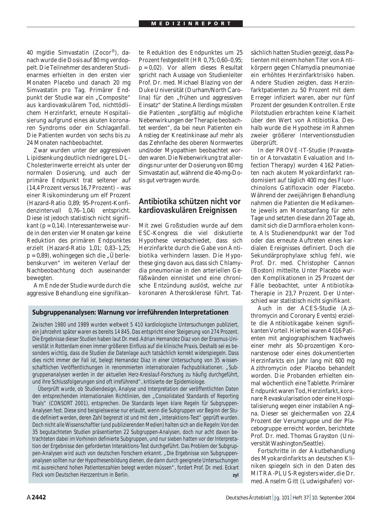 Vorschauseite 1: Subgruppenanalysen: Warnung vor irreführenden Interpretationen