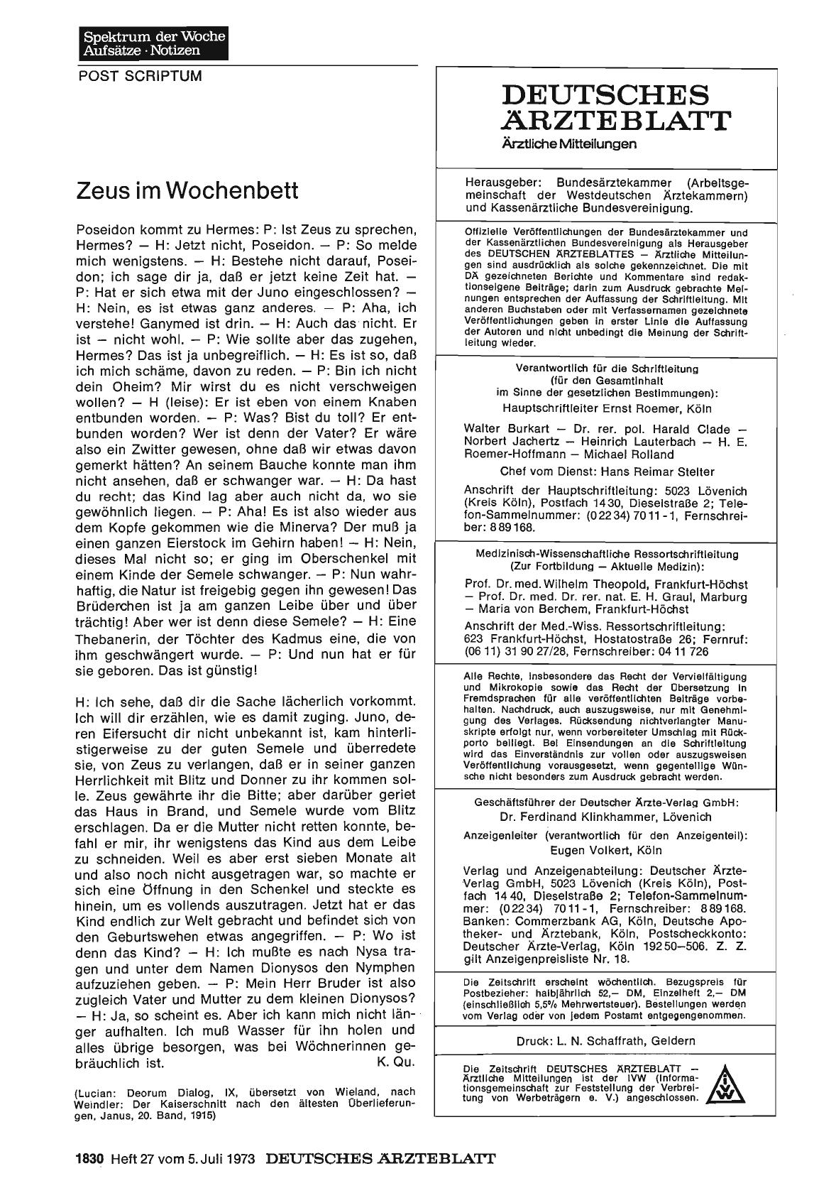 Vorschauseite 1: Zeus im Wochenbett