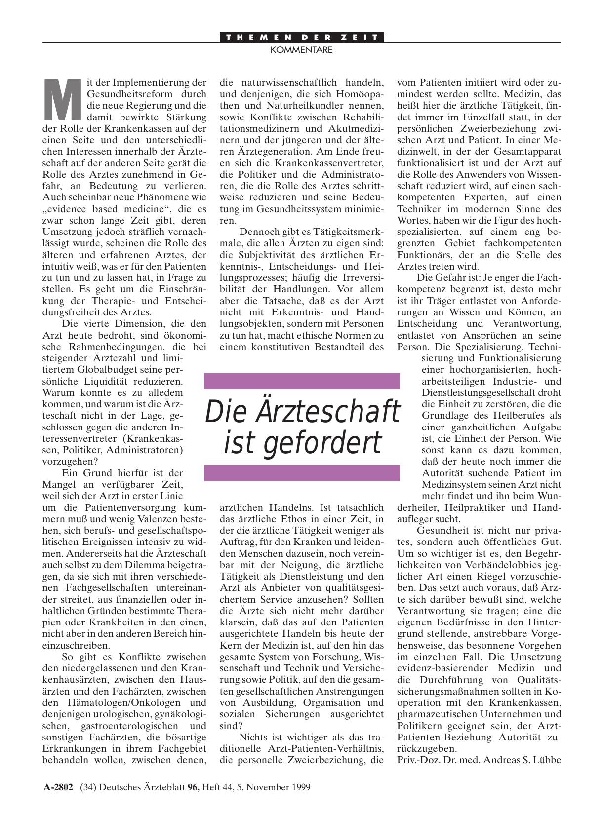 Vorschauseite 1: Die Ärzteschaft ist gefordert