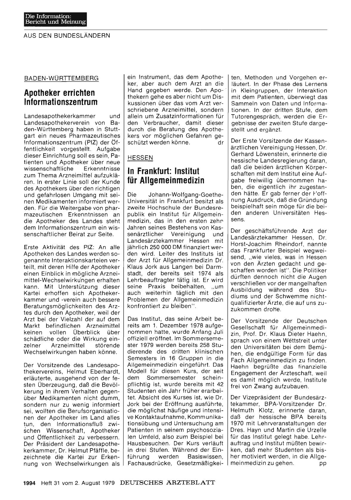 Vorschauseite 1: Baden-Württemberg: Apotheker errichten Informationszentrum