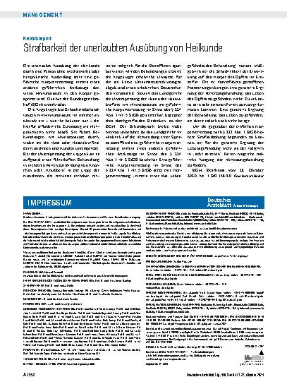 Vorschauseite 1: Rechtsreport: Strafbarkeit der unerlaubten Ausübung von Heilkunde