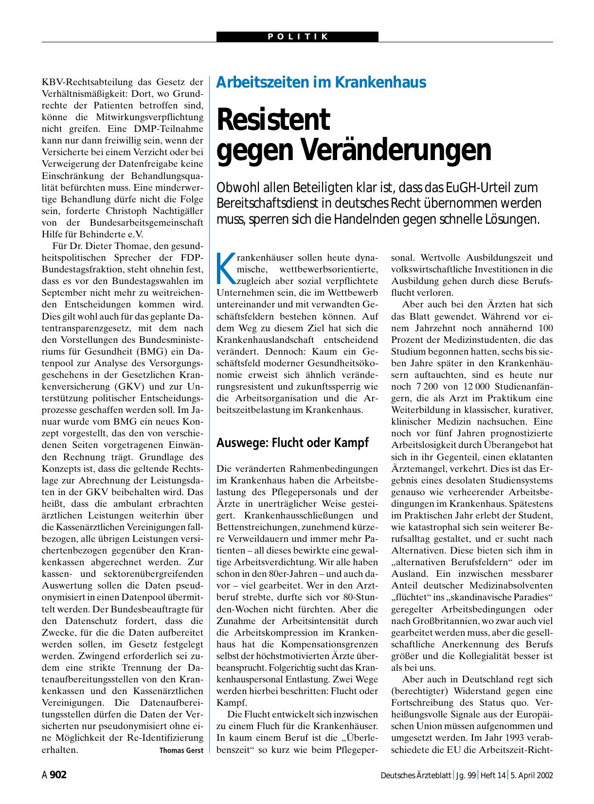 Vorschauseite 1: Arbeitszeiten im Krankenhaus: Resistent gegen Veränderungen