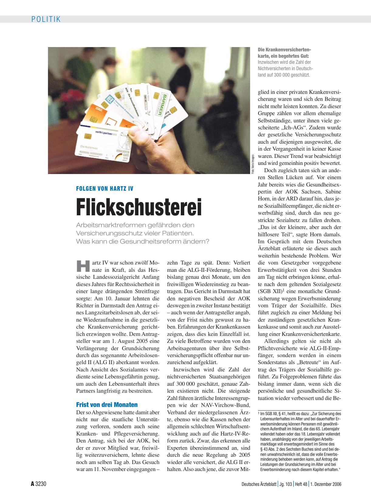 Vorschauseite 1: Folgen von Hartz IV: Flickschusterei