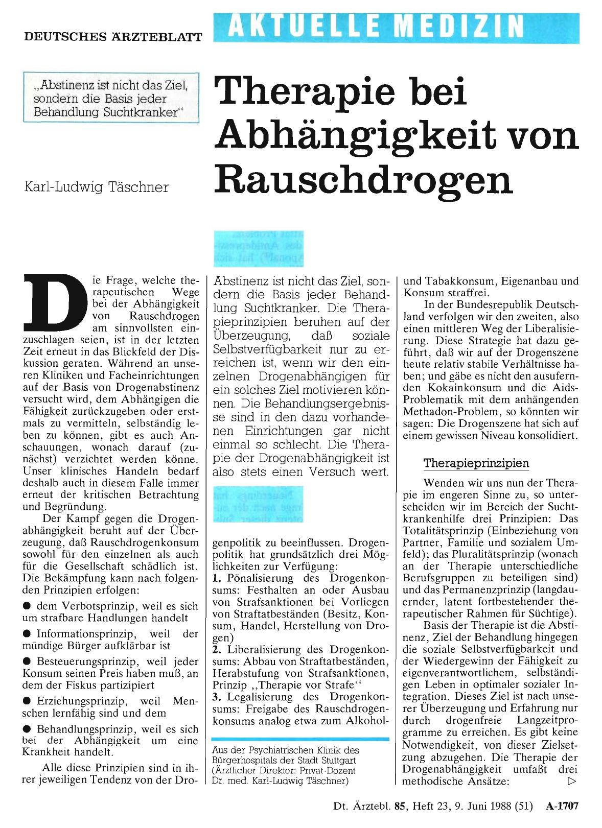 Vorschauseite 1: Therapie bei Abhängigkeit von Rauschdrogen