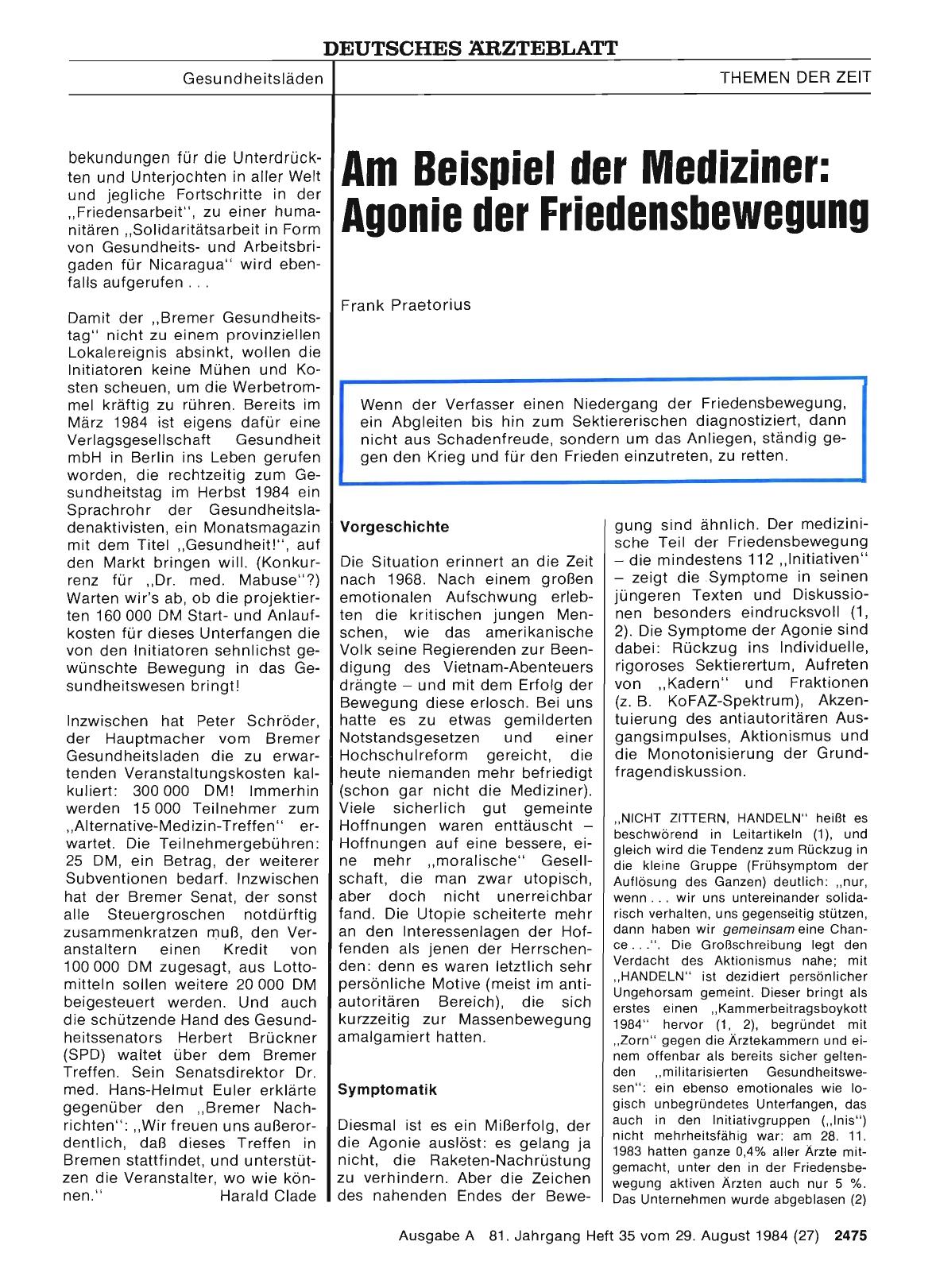 Vorschauseite 1: Am Beispiel der Mediziner: Agonie der Friedensbewegung