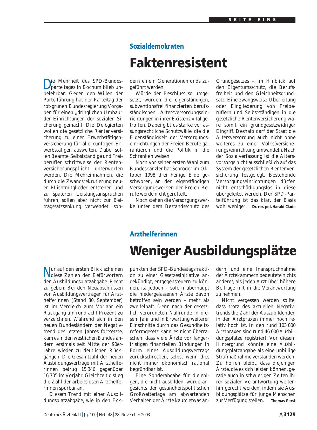 Vorschauseite 1: Arzthelferinnen: Weniger Ausbildungsplätze