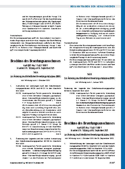 Vorschauseite 5: Beschluss des Bewertungsausschusses nach § 87 Abs. 1 Satz 1 SGB V in seiner 570. Sitzung am 15. September 2021 zur Änderung des Einheitlichen Bewertungsmaßstabes (EBM) im Zusammen…