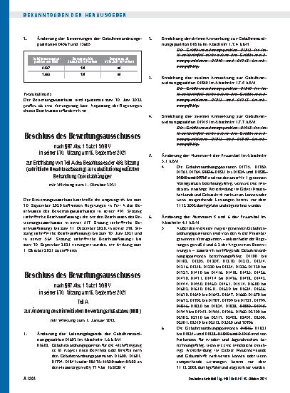 Vorschauseite 6: Beschluss des Bewertungsausschusses nach § 87 Abs. 1 Satz 1 SGB V in seiner 570. Sitzung am 15. September 2021 zur Änderung des Einheitlichen Bewertungsmaßstabes (EBM) im Zusammen…