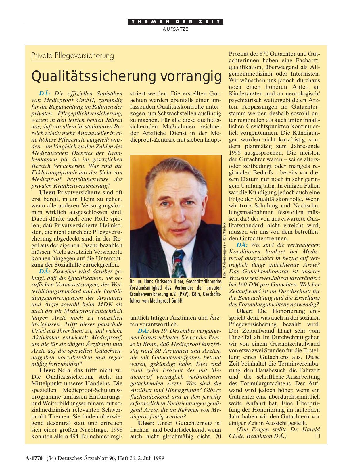 Vorschauseite 1: Private Pflegeversicherung: Qualitätssicherung vorrangig