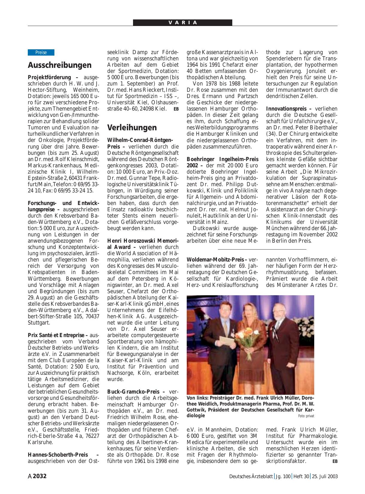 Vorschauseite 1: Ausschreibungen
