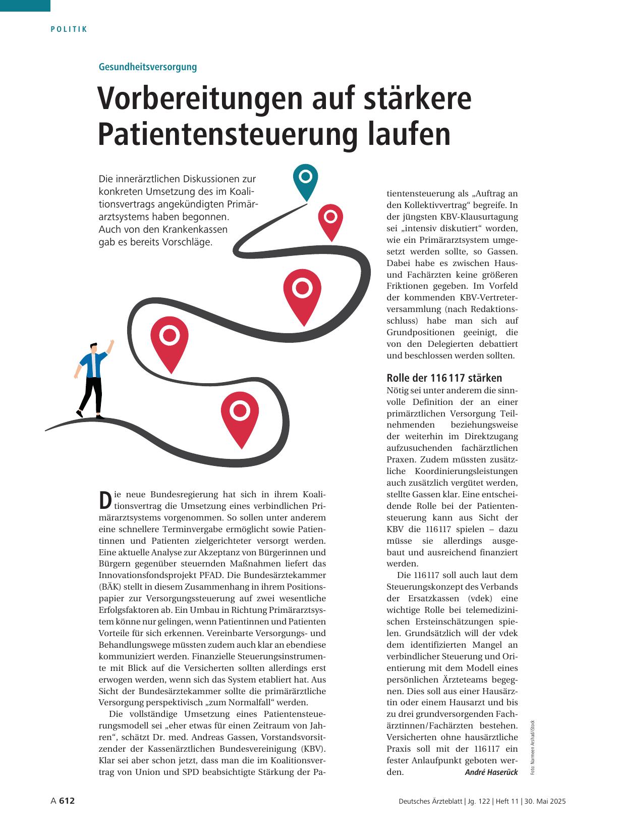 Vorschauseite 1: Gesundheitsversorgung: Vorbereitungen auf stärkere Patientensteuerung laufen