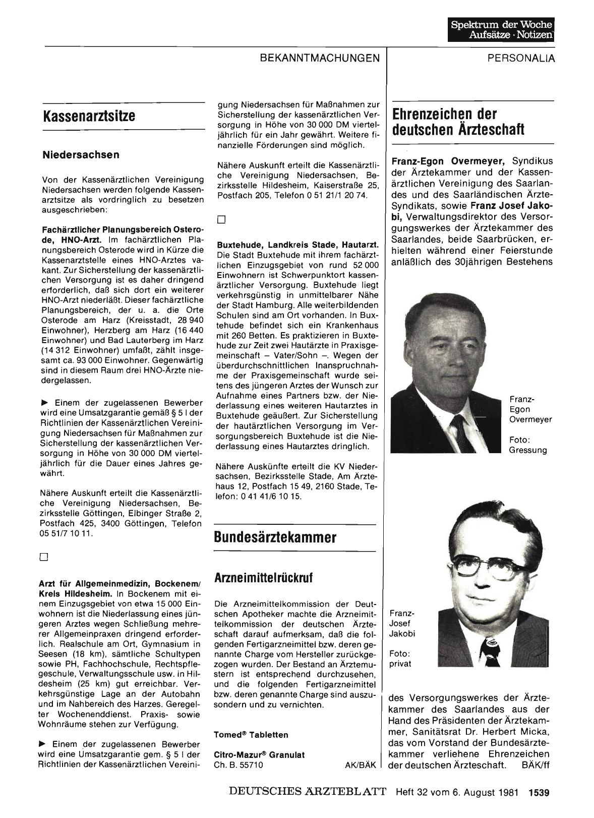 Vorschauseite 1: Ehrenzeichen der deutschen Ärzteschaft