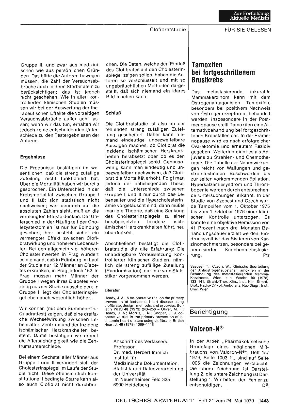 Vorschauseite 1: Tamoxifen bei fortgeschrittenem Brustkrebs