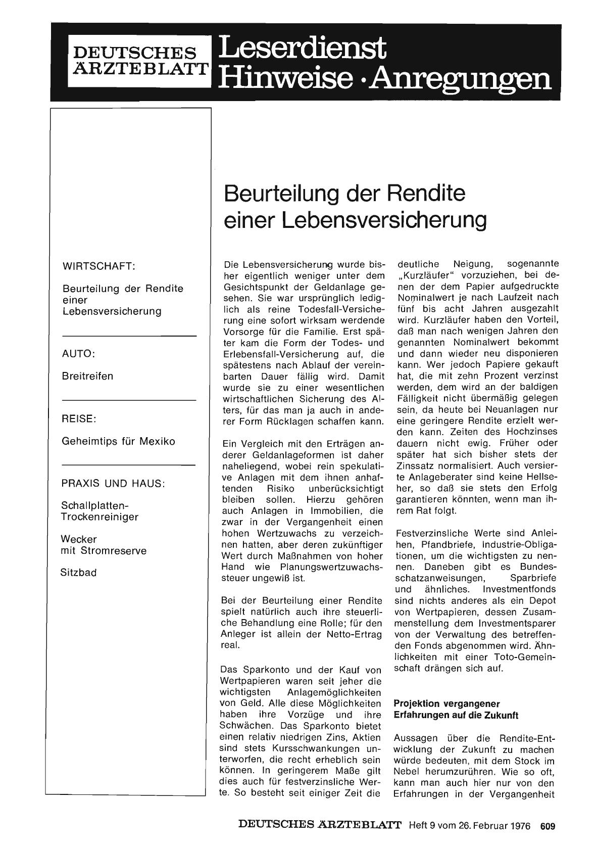 Vorschauseite 1: Beurteilung der Rendite einer Lebensversicherung