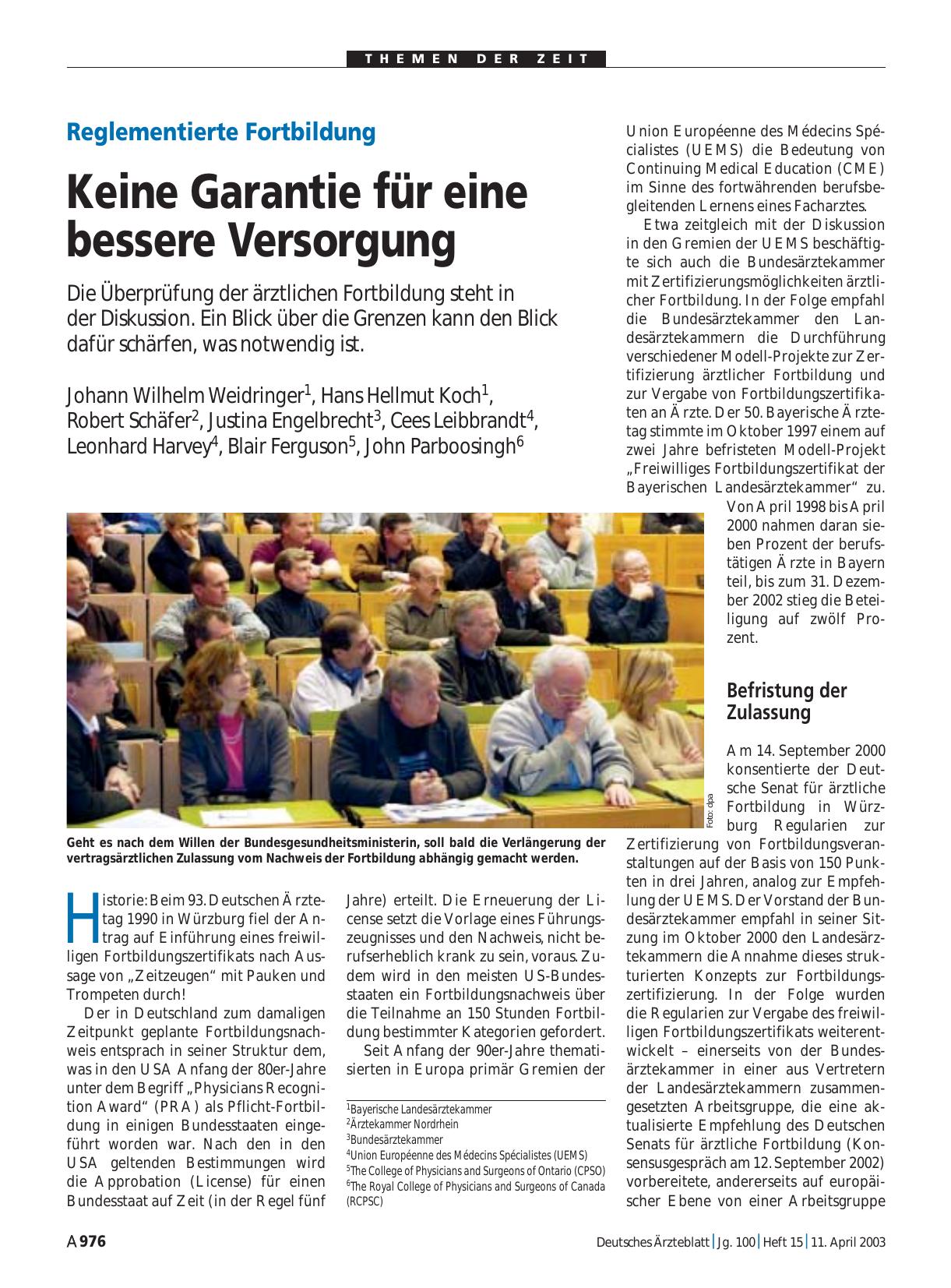 Vorschauseite 1: Reglementierte Fortbildung: Keine Garantie für eine bessere Versorgung