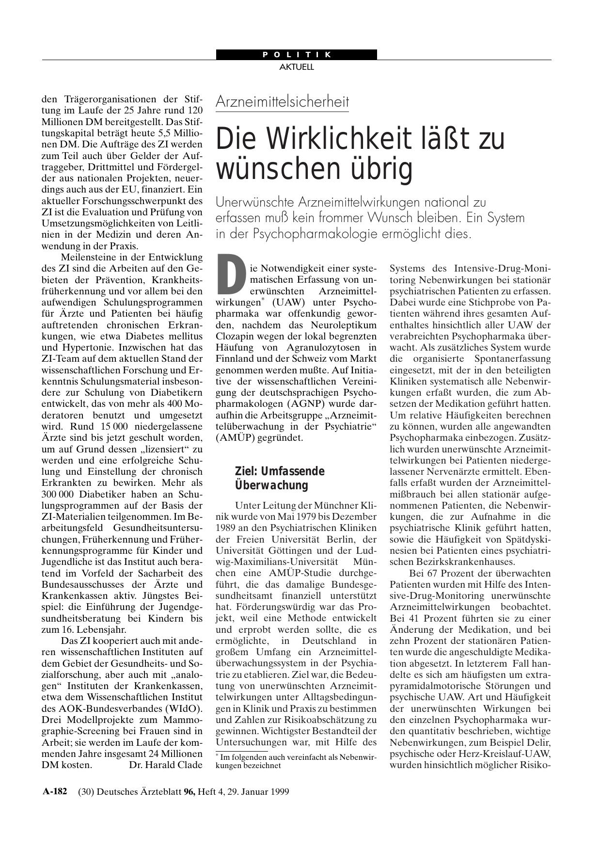 Vorschauseite 1: Arzneimittelsicherheit: Die Wirklichkeit läßt zu wünschen übrig