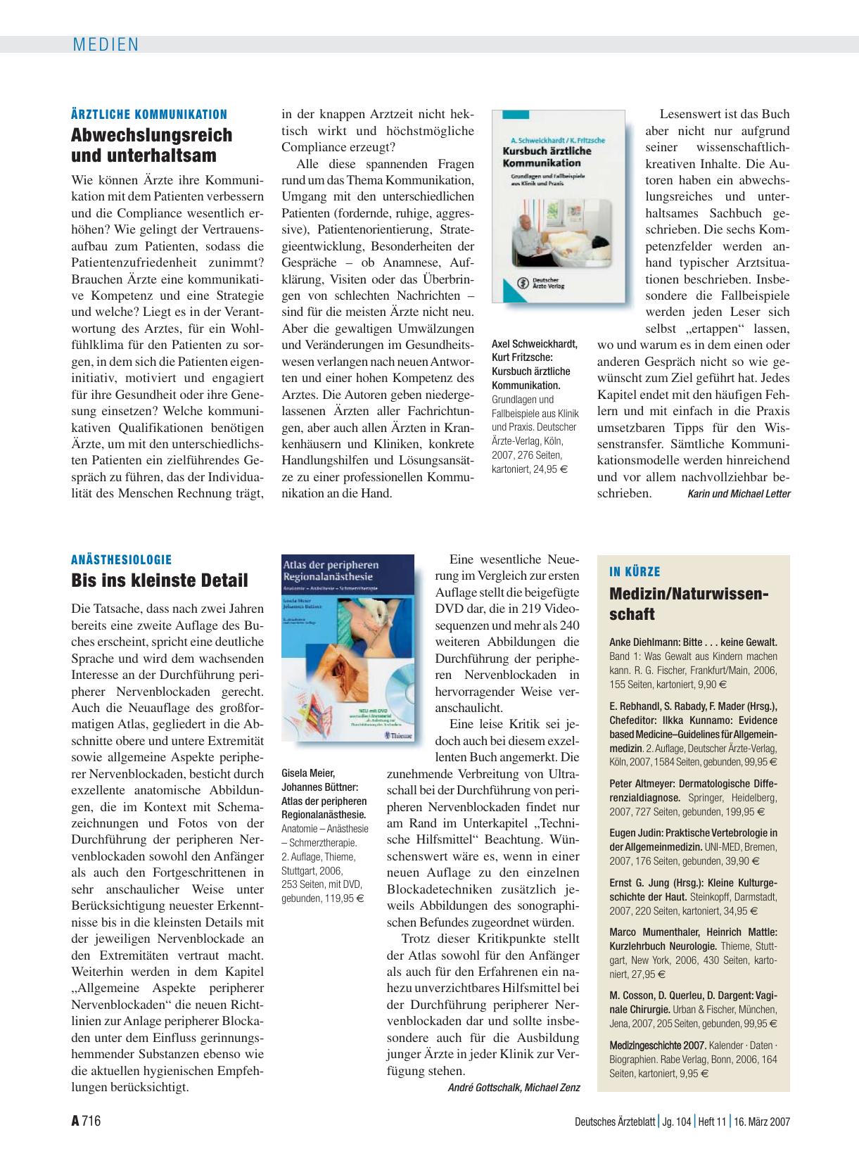 Vorschauseite 1: In Kürze: Medizin/Naturwissenschaft