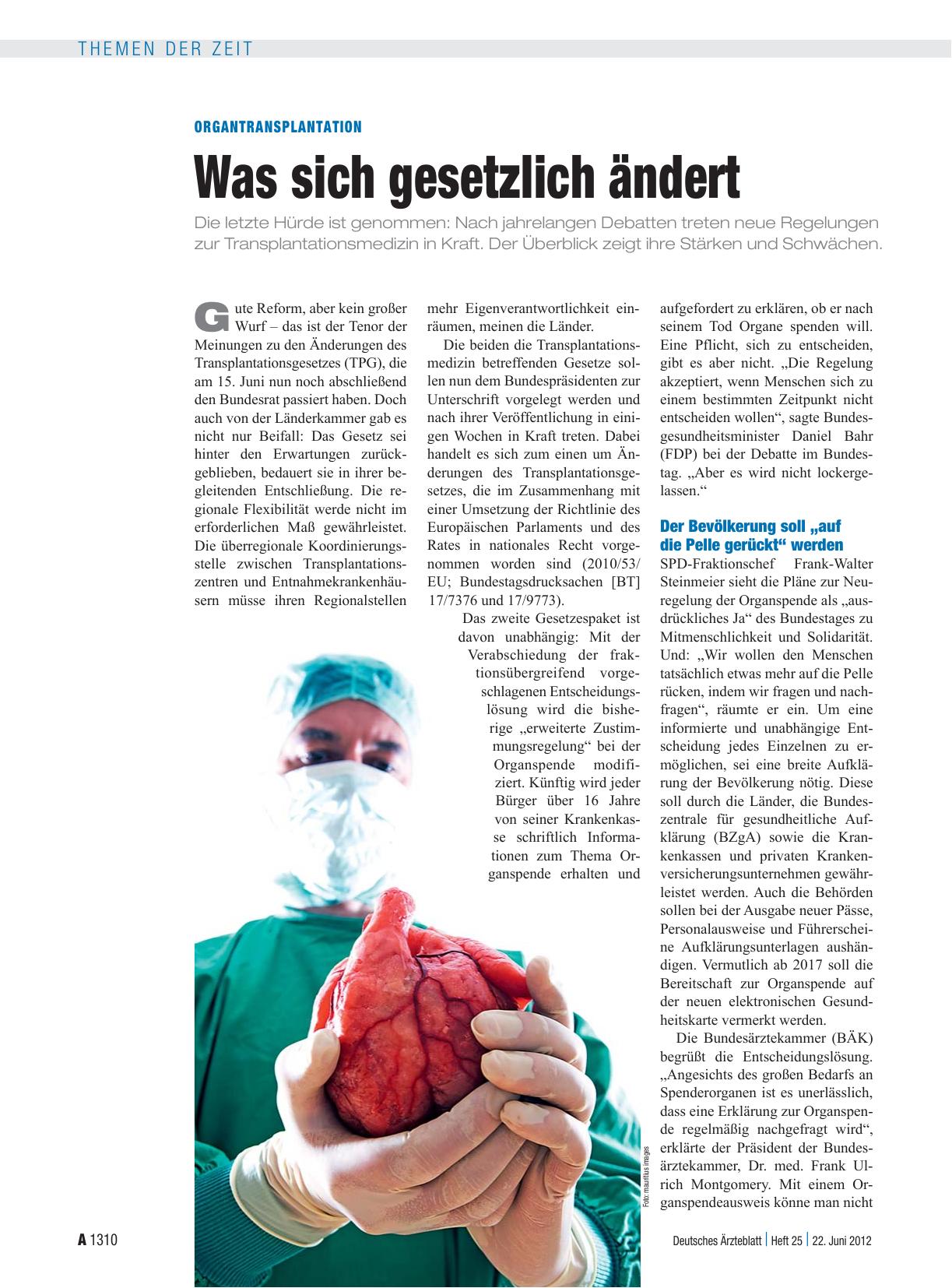 Vorschauseite 1: Organtransplantation: Was sich gesetzlich ändert