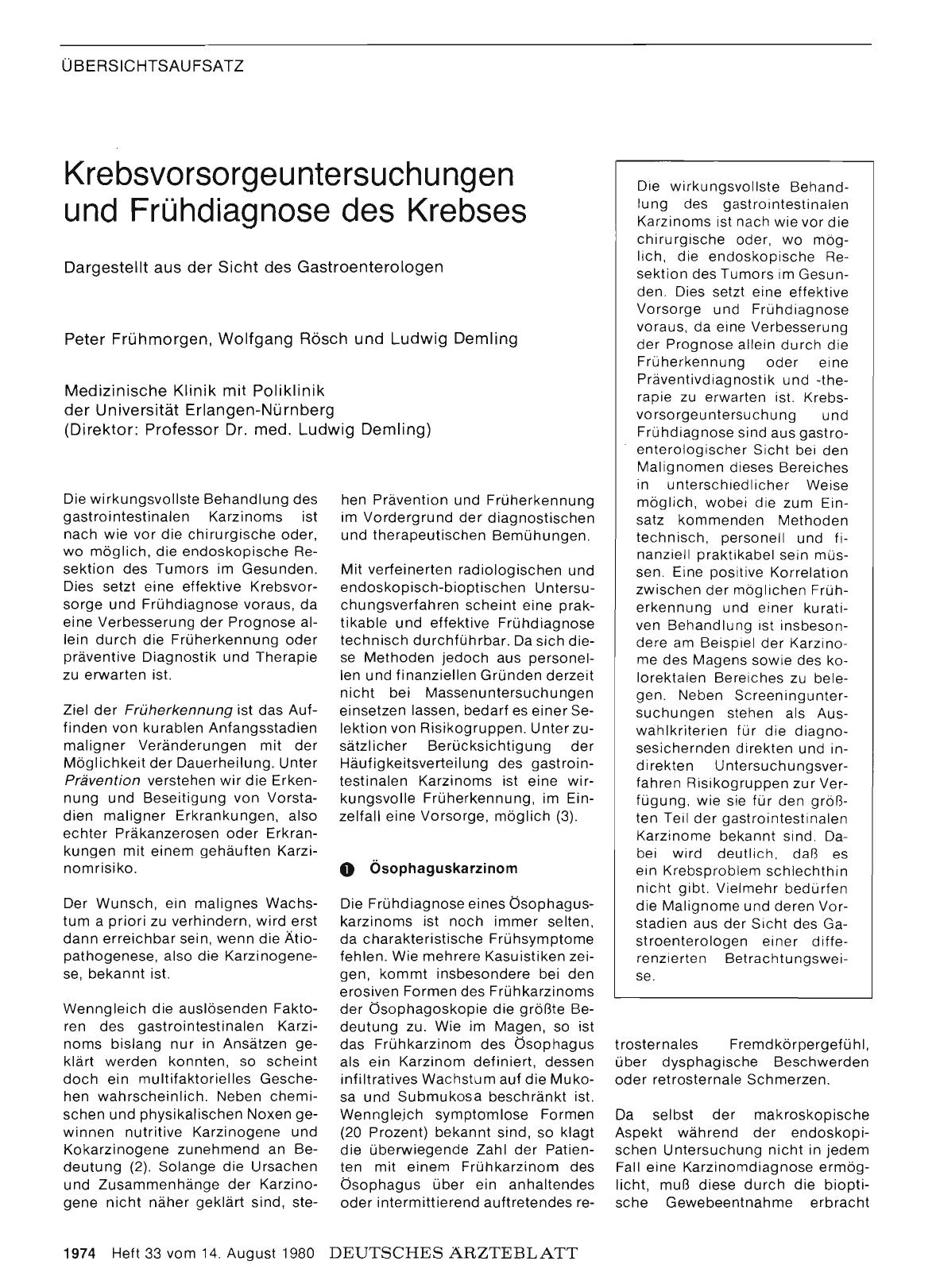 Vorschauseite 1: Krebsvorsorgeuntersuchungen und Frühdiagnose des Krebses