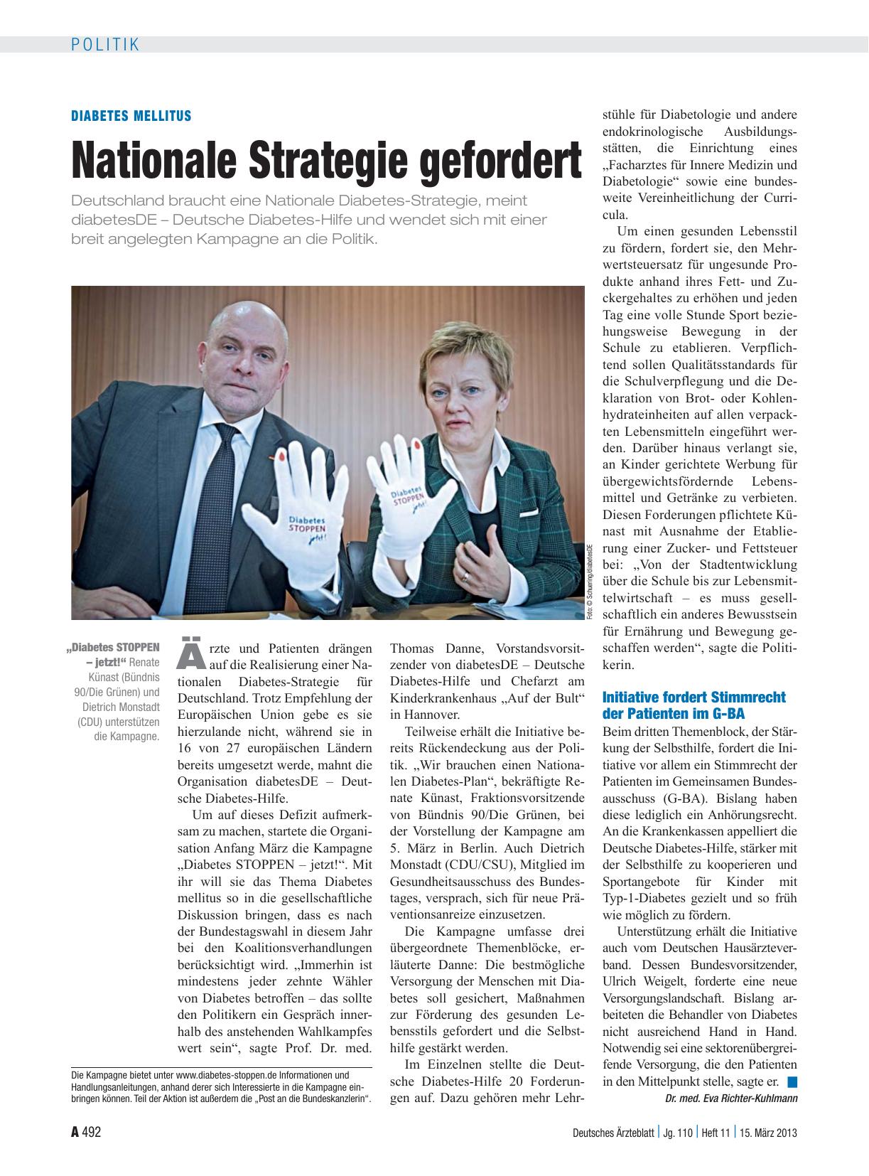 Vorschauseite 1: Diabetes mellitus: Nationale Strategie gefordert
