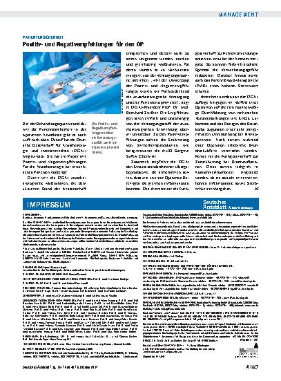 Vorschauseite 1: Patientensicherheit: Positivund Negativempfehlungen für den OP