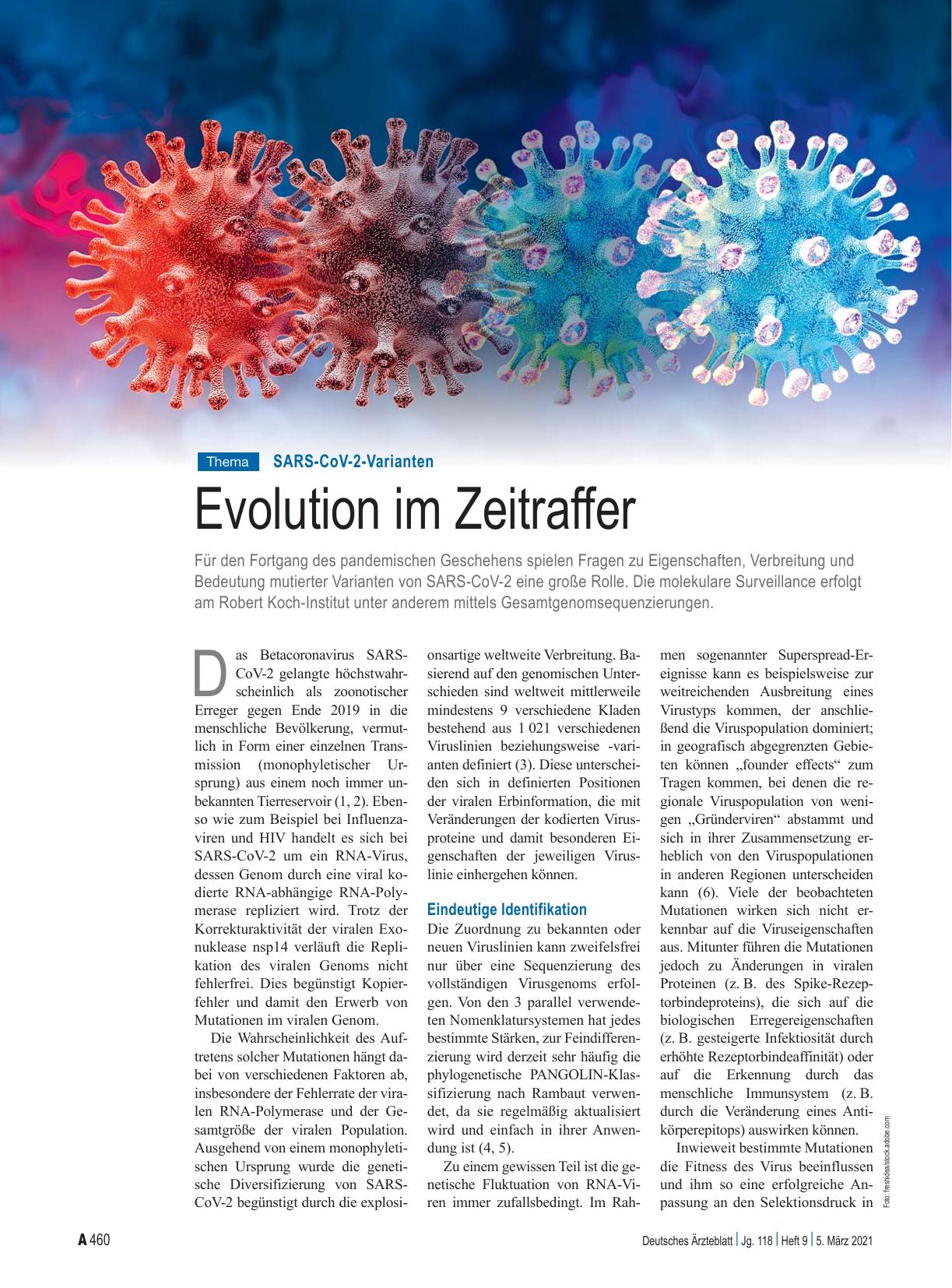 Vorschauseite 1: SARS-CoV-2-Varianten: Evolution im Zeitraffer