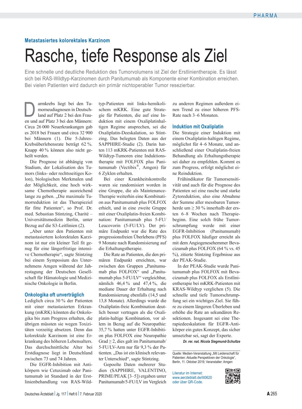 Vorschauseite 1: Metastasiertes kolorektales Karzinom: Rasche, tiefe Response als Ziel