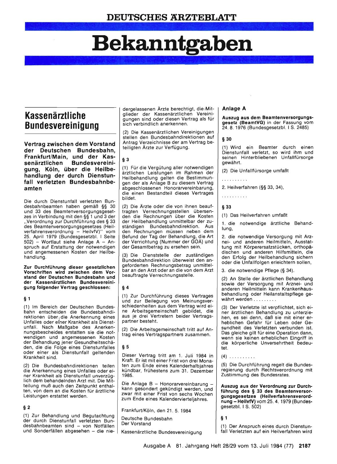 Vorschauseite 1: Vertrag über die Heilbehandlung der durch Dienstunfall verletzten Bundesbahnbeamten