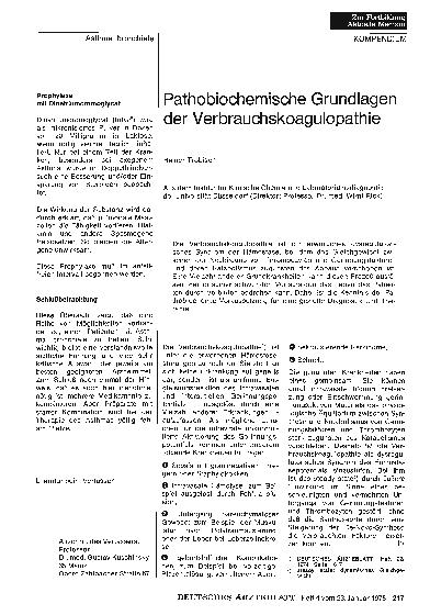 Vorschauseite 1: Pathobiochemische Grundlagen der Verbrauchskoagulopathie
