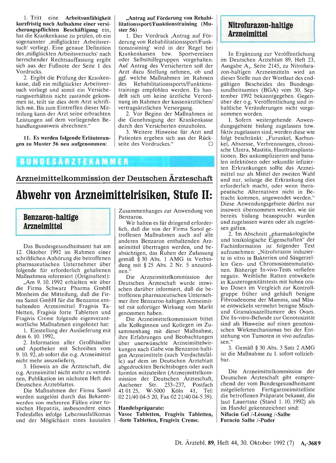 Vorschauseite 1: Arzneimittelkommission der Deutschen Ärzteschaft Abwehr von Arzneimittelrisiken, Stufe II