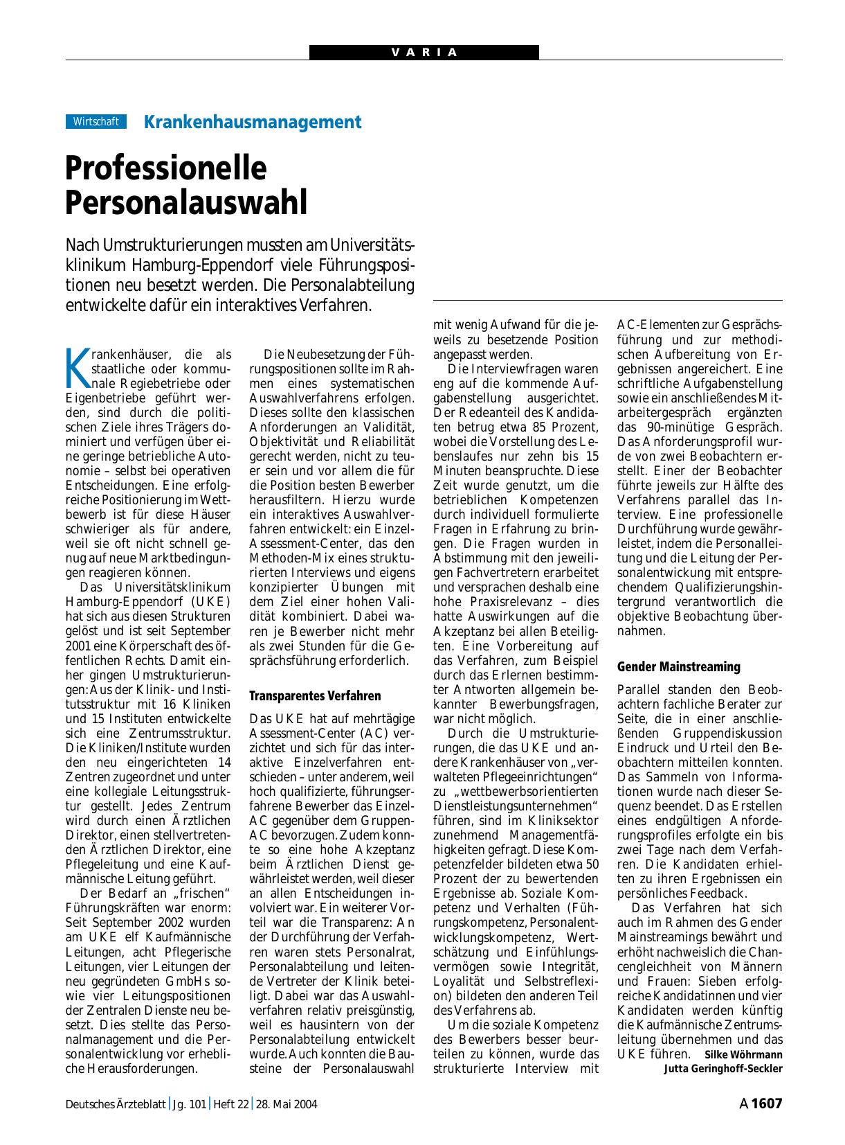 Vorschauseite 1: Krankenhausmanagement: Professionelle Personalauswahl