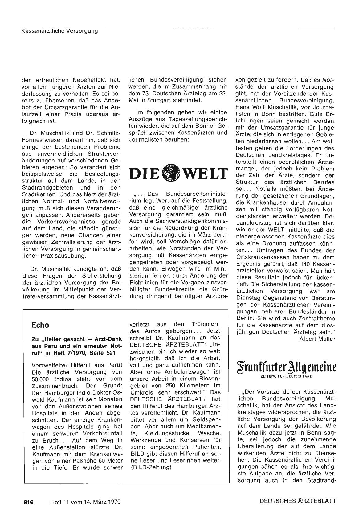 Vorschauseite 1: Zu „Helfer gesucht — Arzt-Dank aus Peru und ein erneuter Notruf"