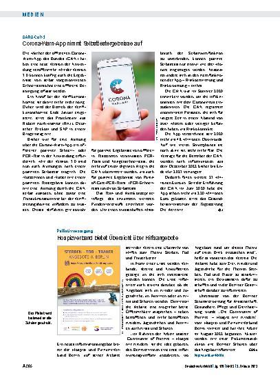 Vorschauseite 1: SARS-CoV-2: Corona-Warn-App nimmt Selbsttestergebnisse auf