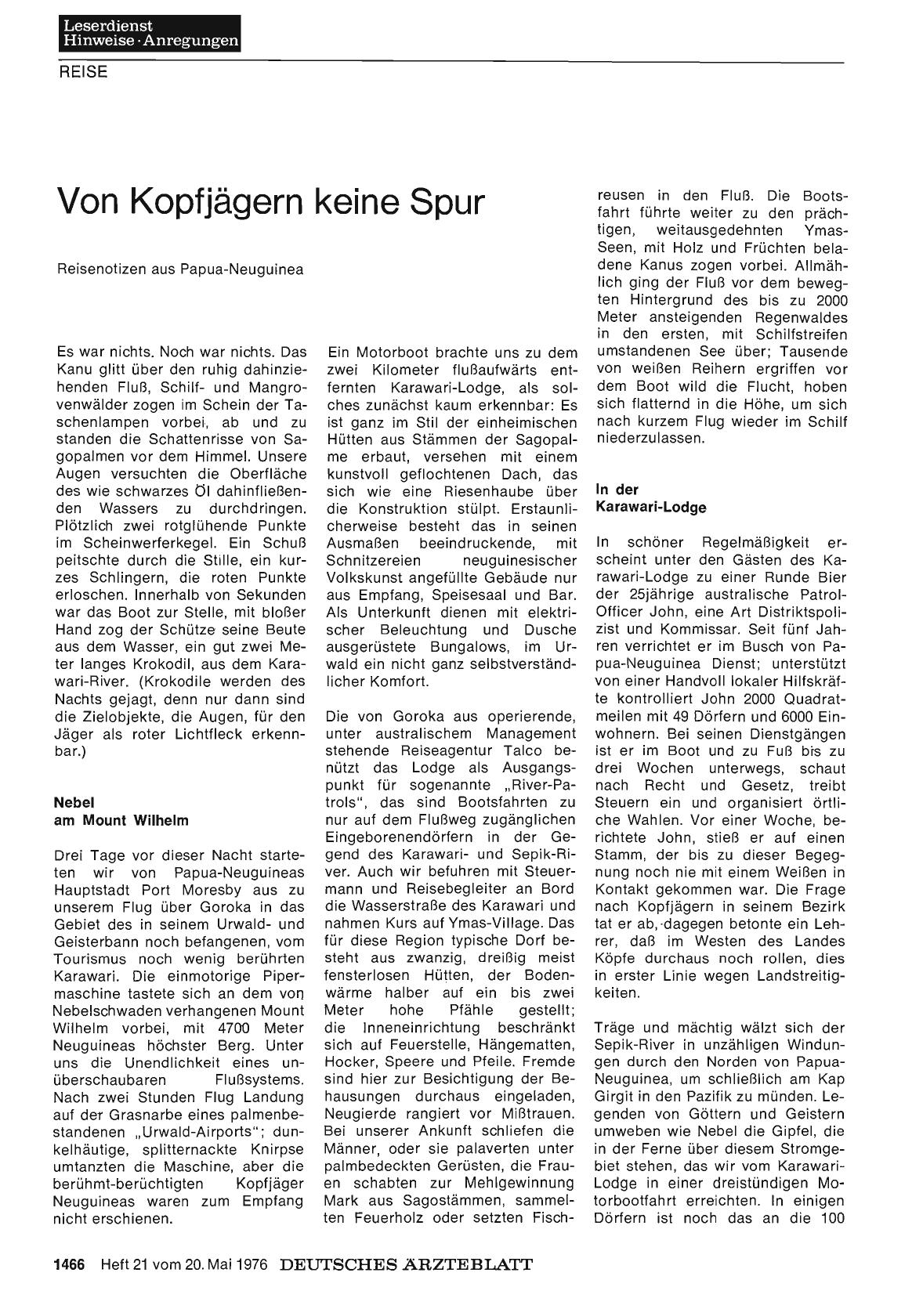 Vorschauseite 1: Von Kopfjägern keine Spur: Reisenotizen aus Papua-Neuguinea