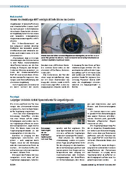 Vorschauseite 1: Neurologie: Leipziger Uniklinik richtet Sprechstunde für Angehörige ein