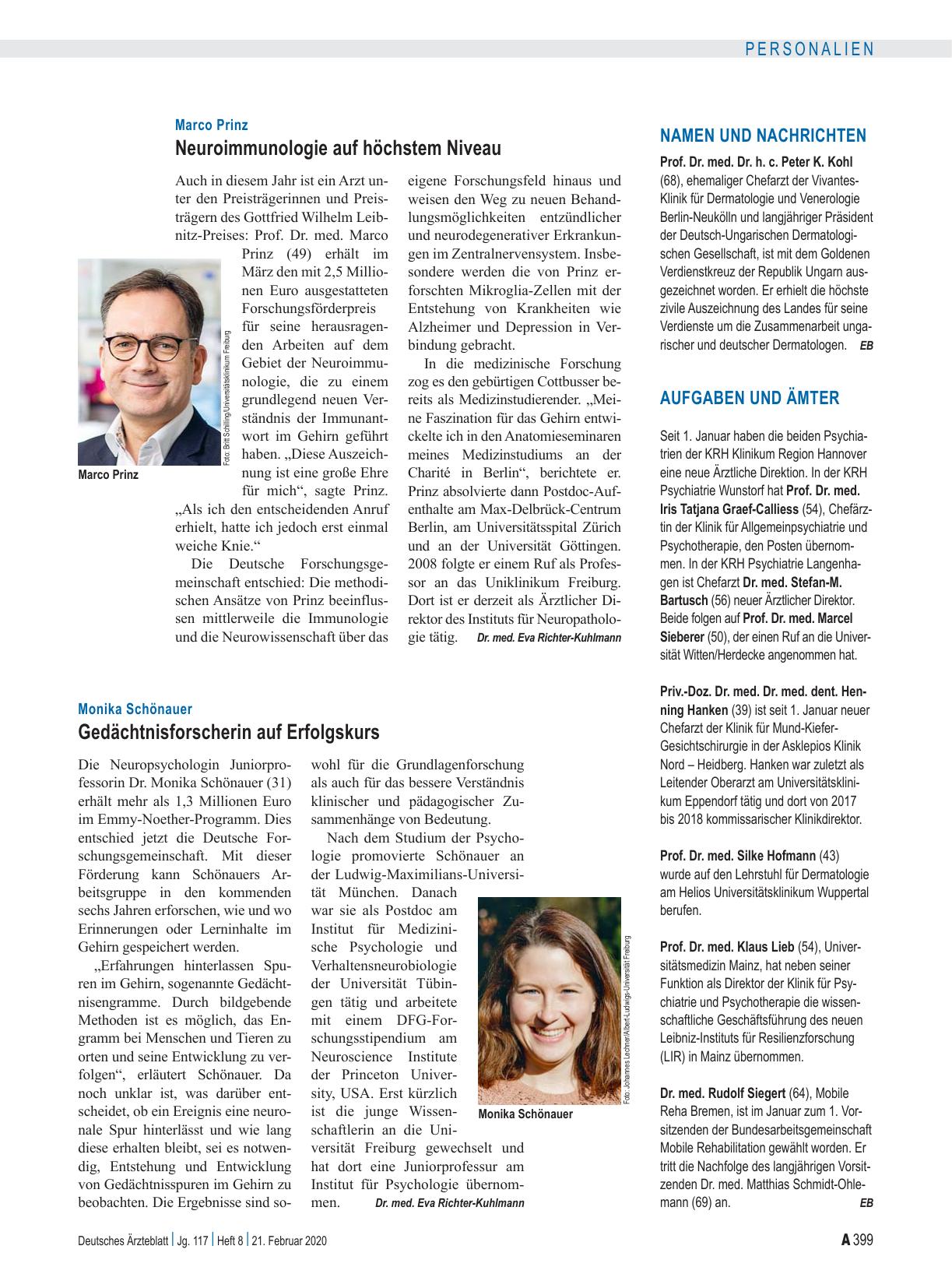 Vorschauseite 1: Namen und Nachrichten