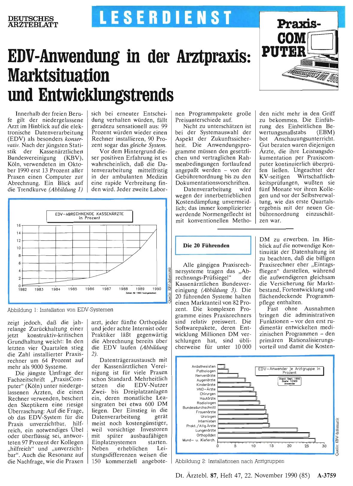 Vorschauseite 1: EDV-Anwendung in der Arztpraxis: Marktsituation und Entwicklungstrends