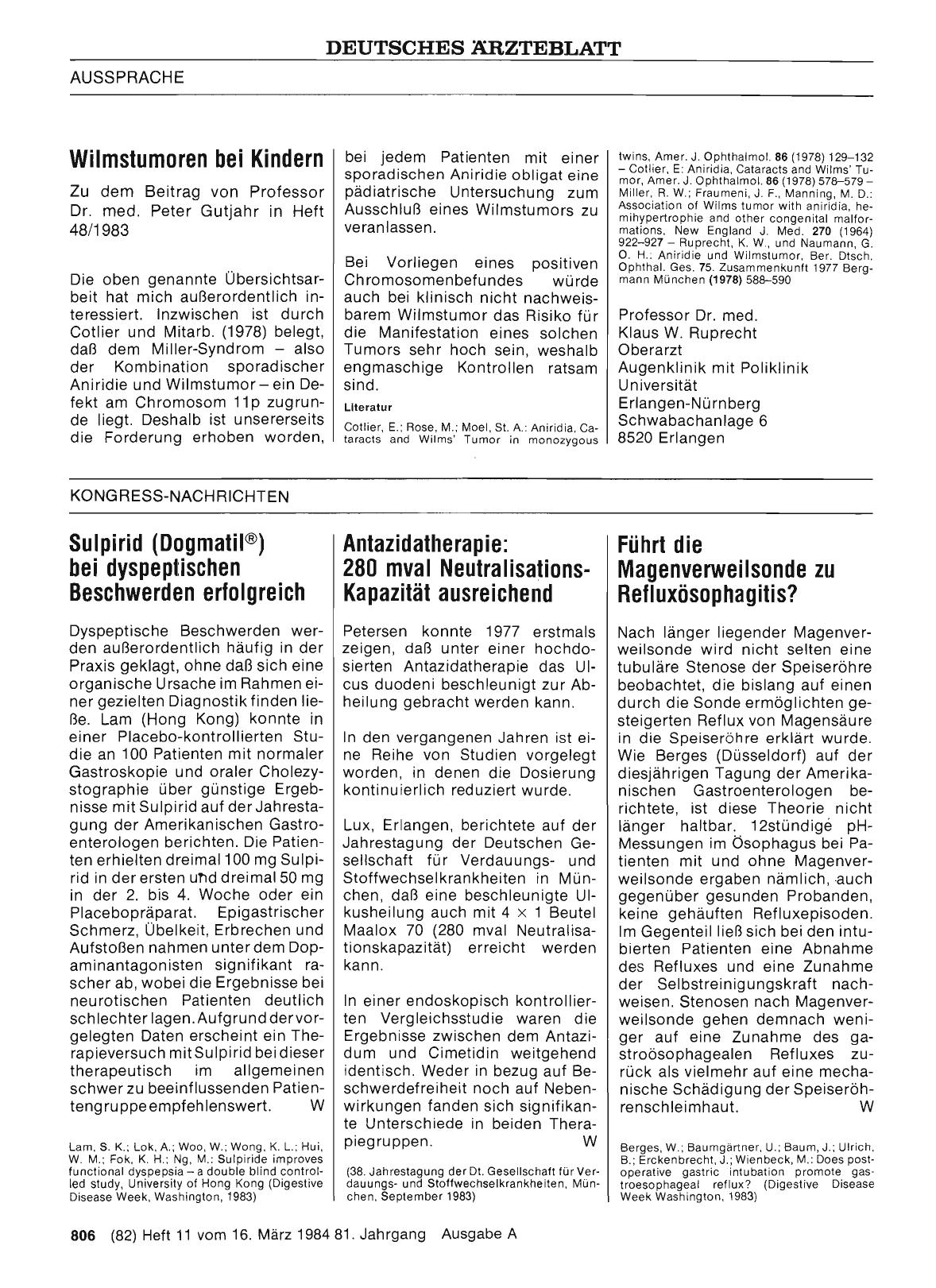 Vorschauseite 1: Antazidatherapie: 280 mval Neutralisations-Kapazität ausreichend
