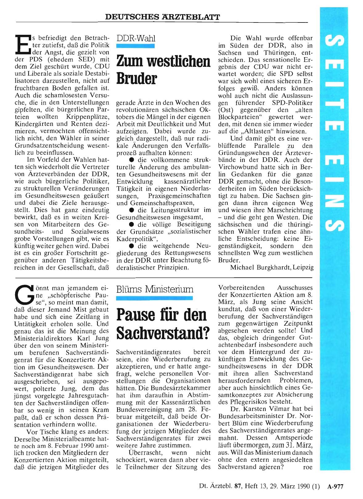 Vorschauseite 1: DDR-Wahl: Zum westlichen Bruder