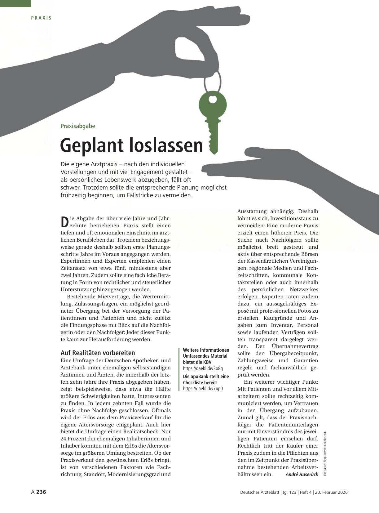 Vorschauseite 1: Praxisabgabe: Geplant loslassen
