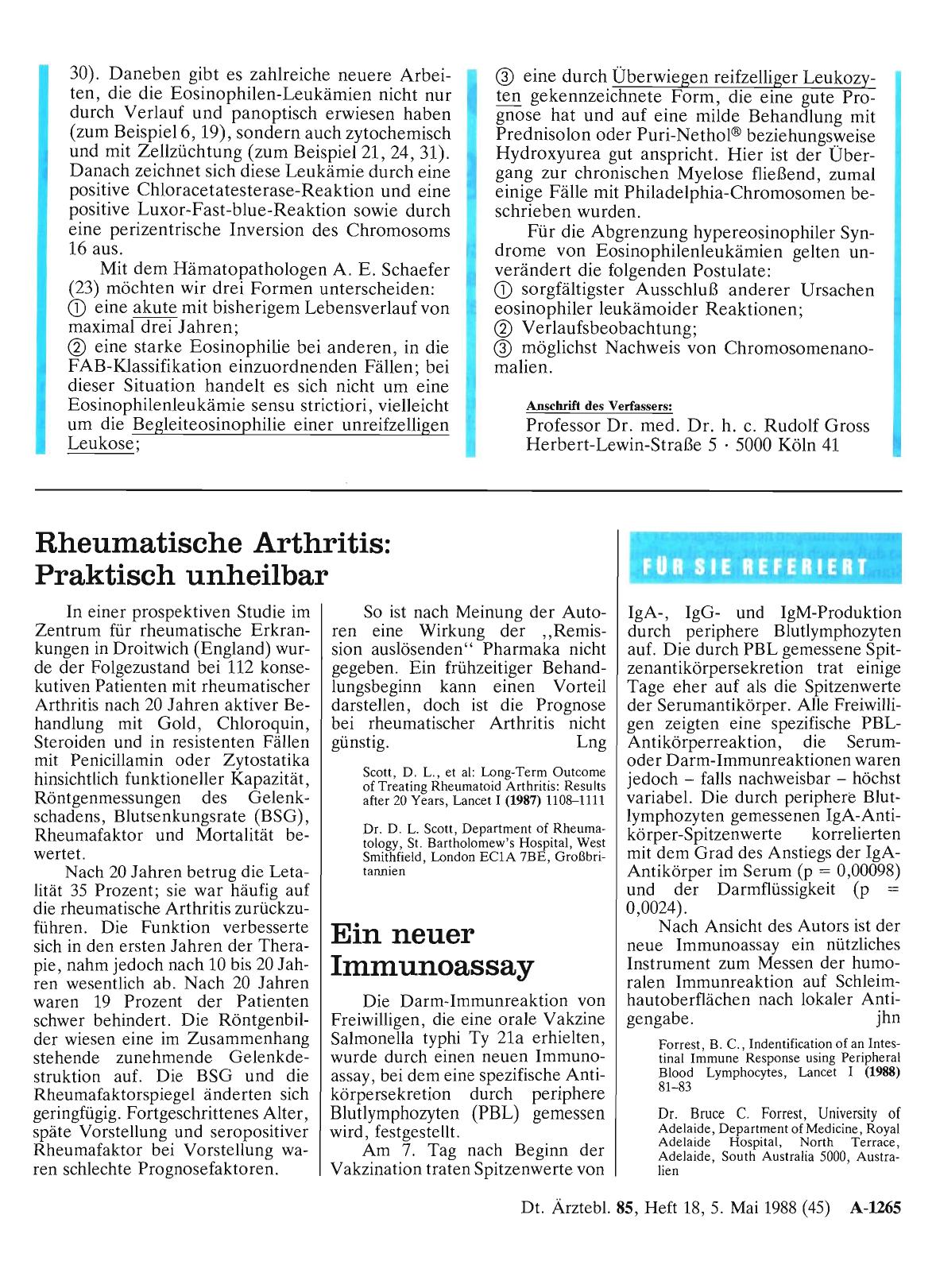 Vorschauseite 1: Rheumatische Arthritis: Praktisch unheilbar