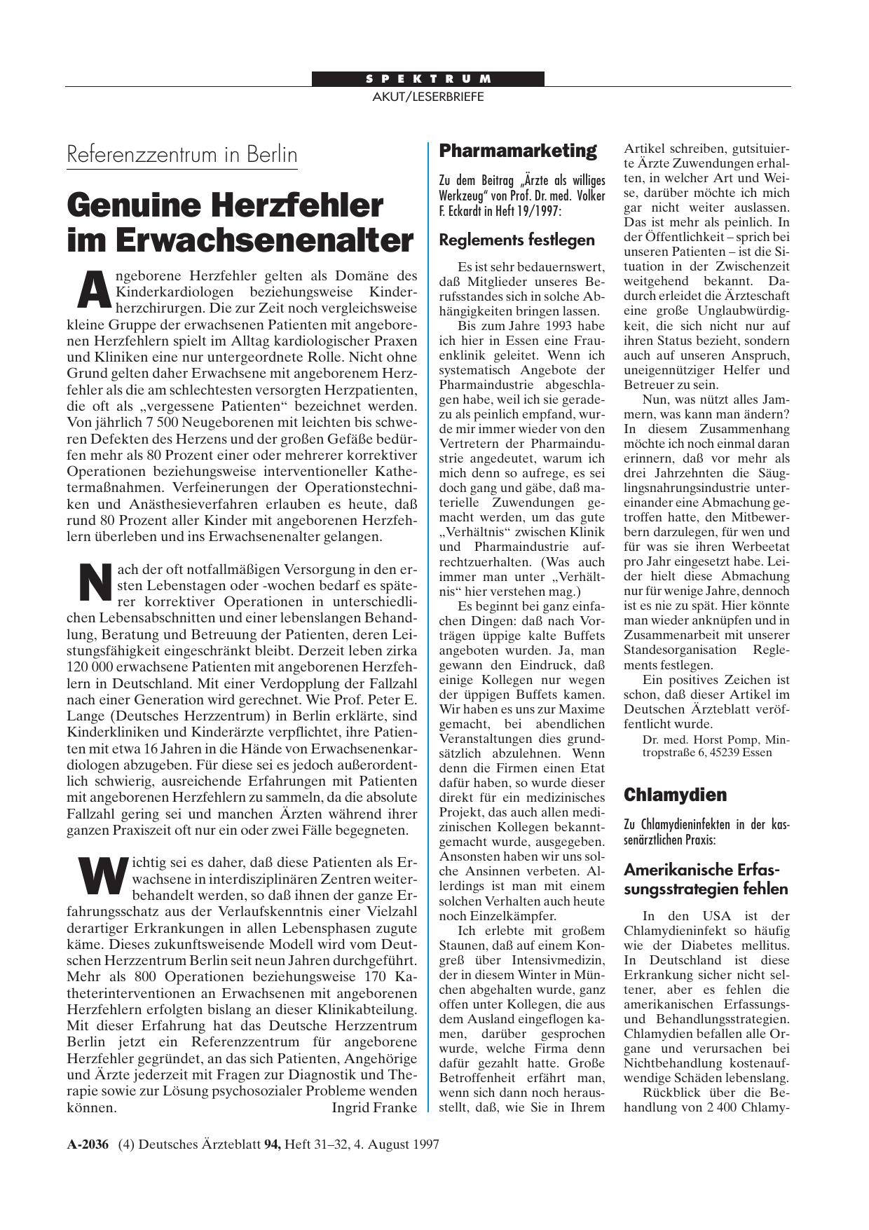 Vorschauseite 1: Referenzzentrum in Berlin: Genuine Herzfehler im Erwachsenenalter