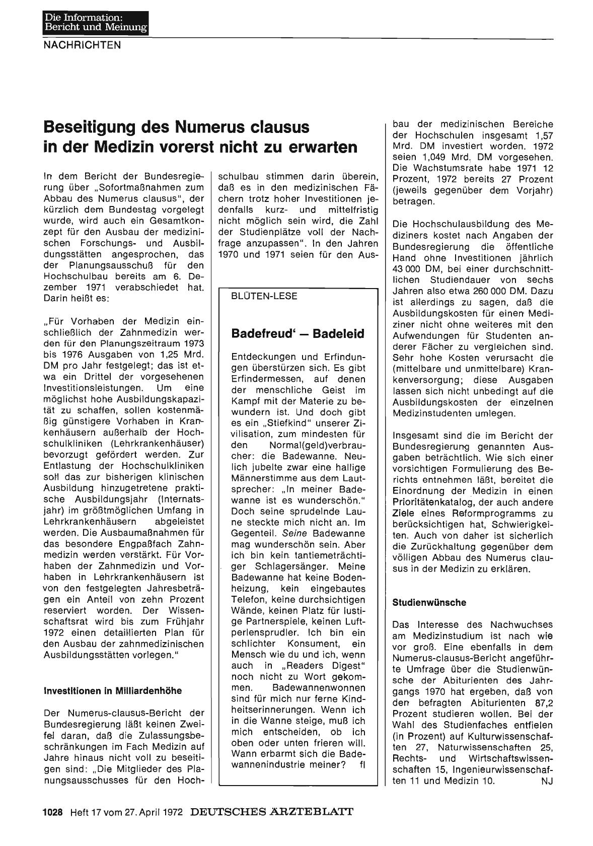 Vorschauseite 1: Badefreud' — Badeleid